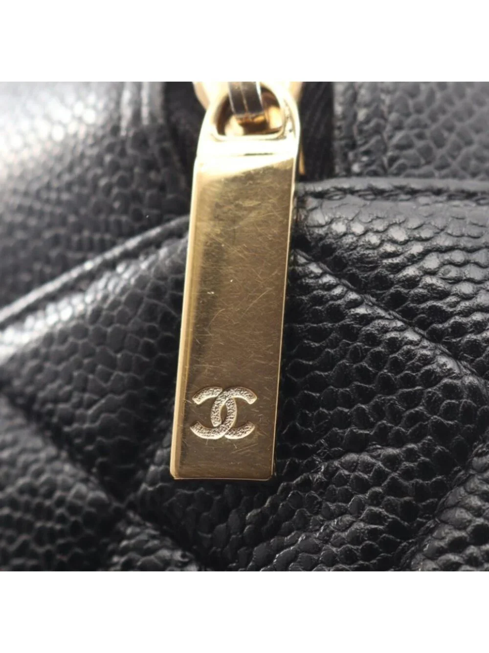 Chanel Handbag Quilted Black Caviar Leather CC Logo Mini